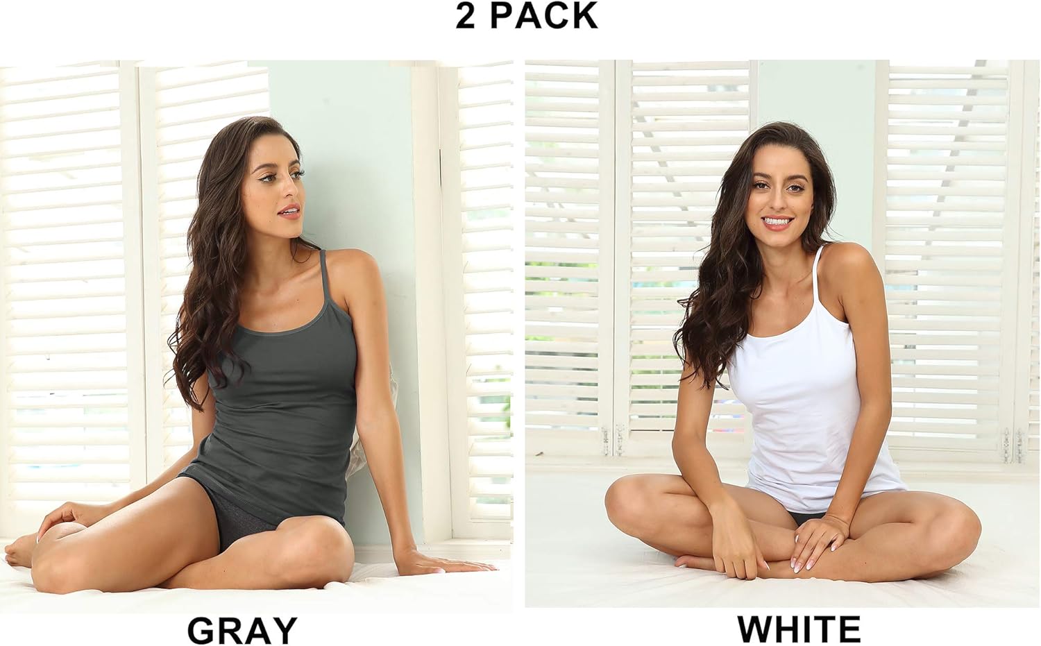 beautyin Women's Cotton Camisole with Shelf Bra Adjustable Spaghetti Strap Tank Top Cami Tanks at  Women’s Clothing store