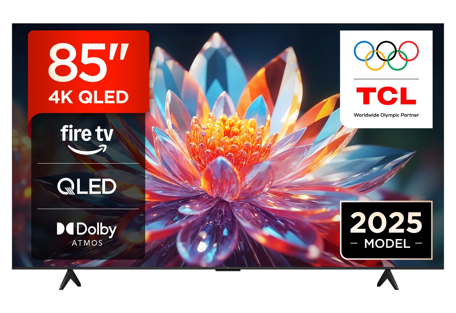 TCL 85T6C 85 Zoll QLED Fernseher, 4K UHD Fire TV, HDR10+, Dolby Vision & Atmos, Smart TV mit Sprachsteuerung mit Alexa, Google Cast & AirPlay 2, Onkyo 2.1 Sound, HDMI 2.1, ALLM