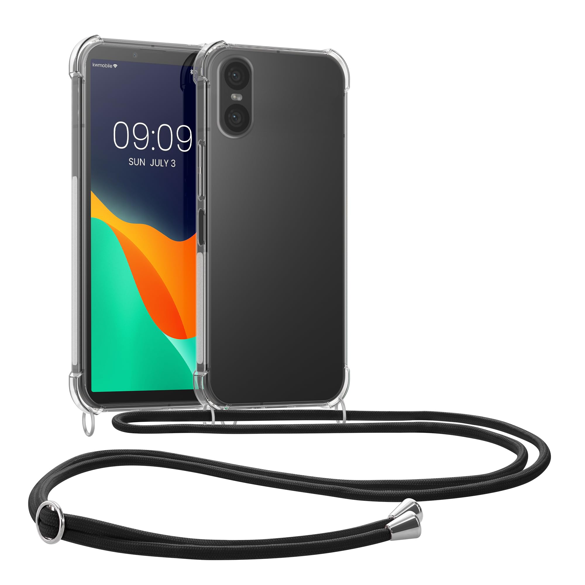 kwmobile Crossbody Case Compatible with Sony Xperia 10 VI Case - Clear TPU Phone Cover w/Lanyard Cord Strap - Transparent