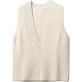 Blostirno Women's Sweater Vest V Neck Knit Pullover Vests Trendy Solid Knitwear Sleeveless Sweaters Tops