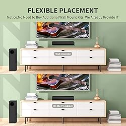 120W Sound Bar for TV, Tiny Soundbars with Wireless