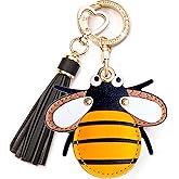 Airtag Keychain Cute Anime Leather Keychain with Bling Keychain Wristlet and Tassel Bag Charm