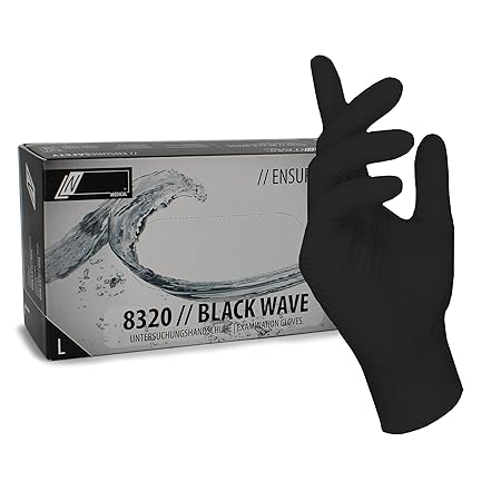 Xl Disposable Heavy Duty Black Powder Free Nitrile Medical Gloves