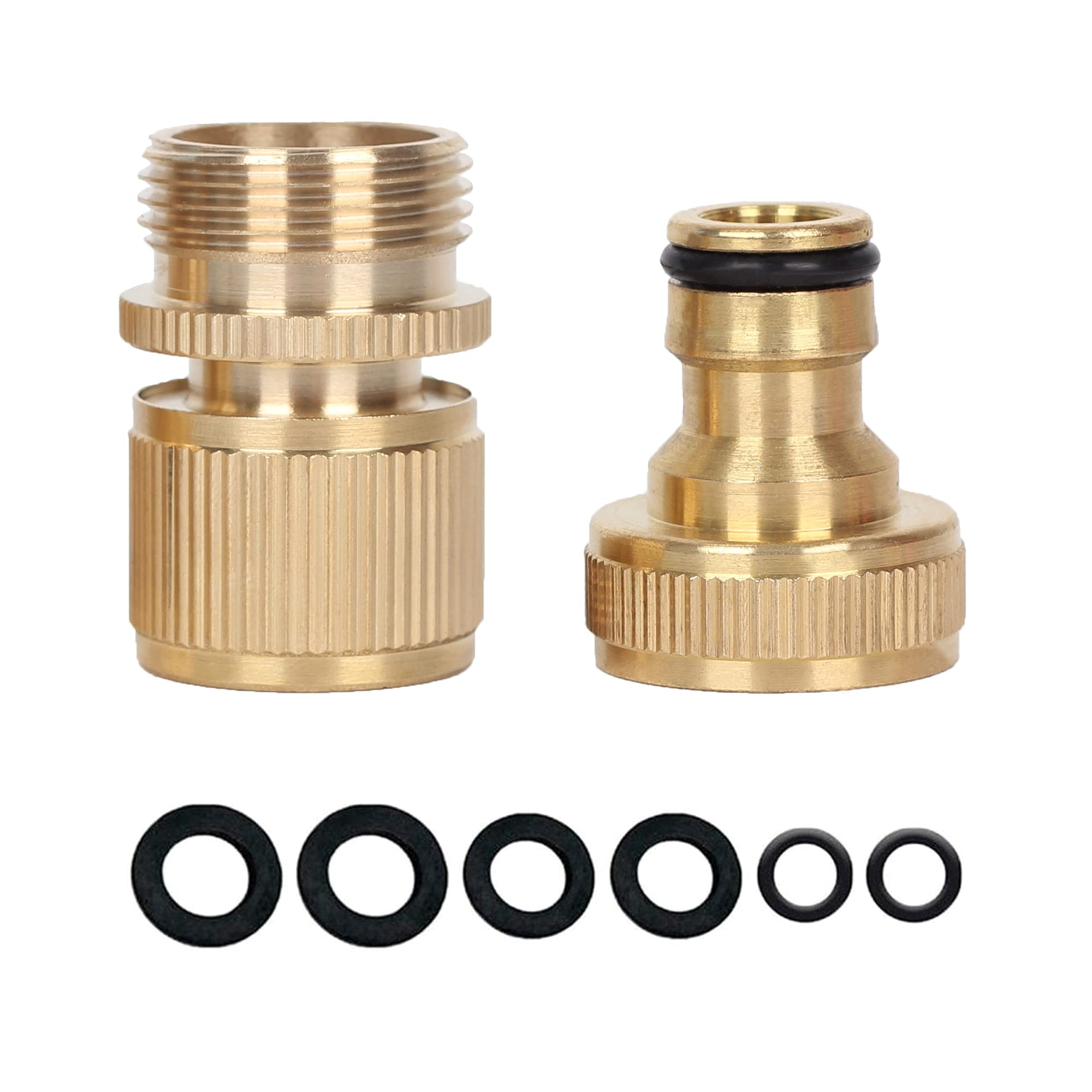 Brass Garden Hose Tap Connector - 3/4" Hose Female Threaded Tap Connector & Hose Male Quick Connector Adapter,Brass Connector Fittings,Garden Irrigation Accessories Car Wash Pipe Fittings