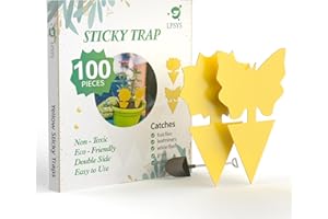 LFSYS 64 Pcs Sticky Trapz for gnat, Yellow Stick Traps for Plants, Fungus gnat Traps Double Side with Shovel, Indoor Safe for Gnat, Fruit Fly, White Fly, Aphid, Leaf Miner