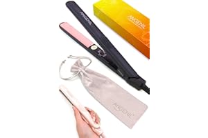 ANGENIL Mini Straightener Flat Iron for Short Hair, Dual Voltage Small Hair Straightener and Curler 2 in 1, Portable Mini Flat Iron for Short Edges, Front Bangs, Men's Beard, 3 Temp (280℉- 320℉ -380℉)