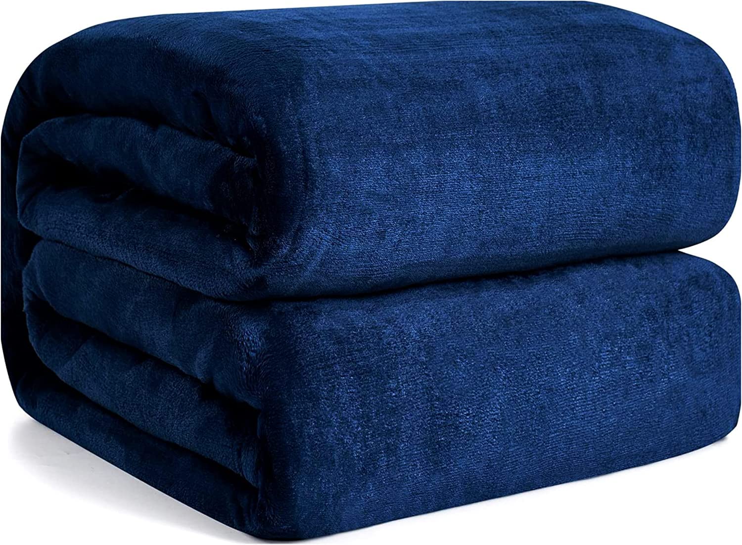 APEX FURNISHINGS Navy Single throw Super Soft Lightweight Flannel fleece Fluffy Blanket, throw for Bed Sofa & Couch (130X150cm)