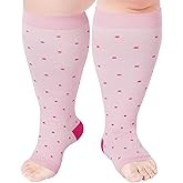 Ancrina Toeless Plus Size Compression Socks for Women Open Toe Wide Calf Compression Socks Support Socks