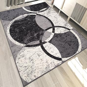 Amazon De Carpeto Designer Teppich Retro Kreis Muster Meliert In