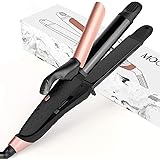 Travel Curling Iron Flat Iron Dual Voltage, MOCREO Mini Curling Flat Iron for Travel, Travel Hair Straightener 2 in 1 (Black)