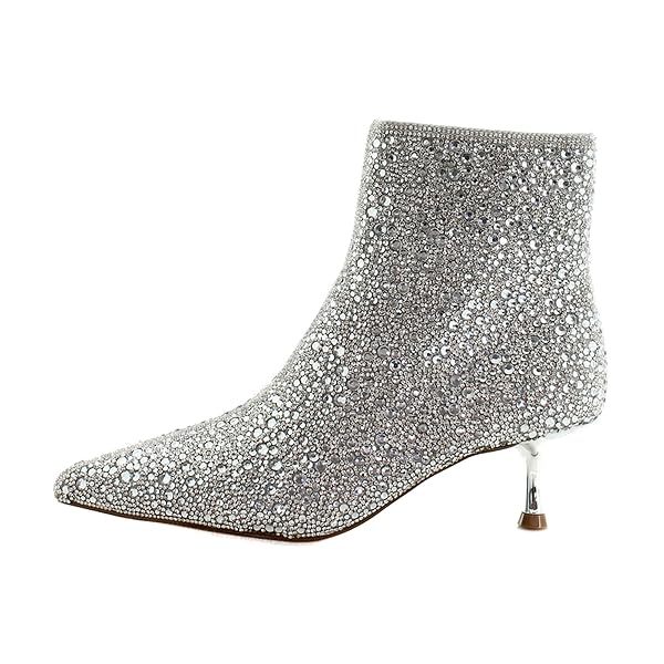 BETSEY JOHNSON WOMEN’S ASH ANKLE BOOT, SILVER, 7.5