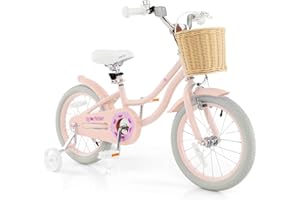 BABY JOY Kids Bike, 14 16 18 Inch Kids Bicycles for 3-8 Years Old Children with Training Wheels, Adjustable Height, Handbrake