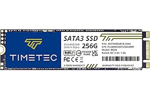 Timetec 256GB SSD 3D NAND SATA III 6Gb/s M.2 2280 NGFF 128TBW Read Speed Up to 550MB/s SLC Cache Performance Boost Internal S