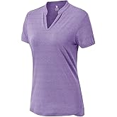 YSENTO Women's Dry Fit Golf Polo Shirts Tops Short Sleeve V Neck Collarless Apparel Shirts Clothes