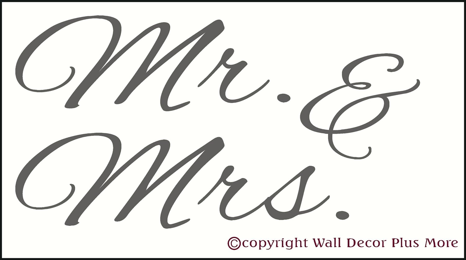 Wall Decor Plus More Mr Mrs Wall Art For Family Room Or Master Bedroom Wall Sticker Decal 23w X 12h Storm Gray Storm Gray