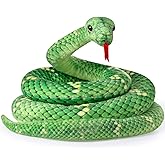 HyDren Giant Boa Constrictor Large Stuffed Animal Snake Realistic Giant Plush Stuffed Snake Toy 80 Inch Lifelike Animal Gifts for Kids Birthday Party Prank Props(Green)