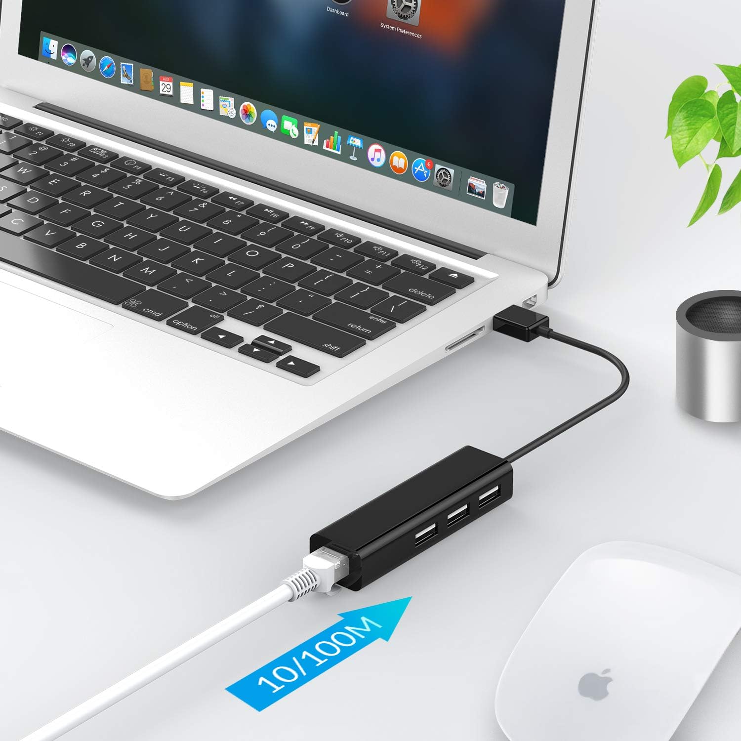 LENTION 3 USB Ports Hub with RJ45 LAN Adapter Laptop Ethernet Dock Network Extender Compatible MacBook Air/Pro (Previous Generation), Chromebook, Windows Laptop, More (Black): Computers & Accessories