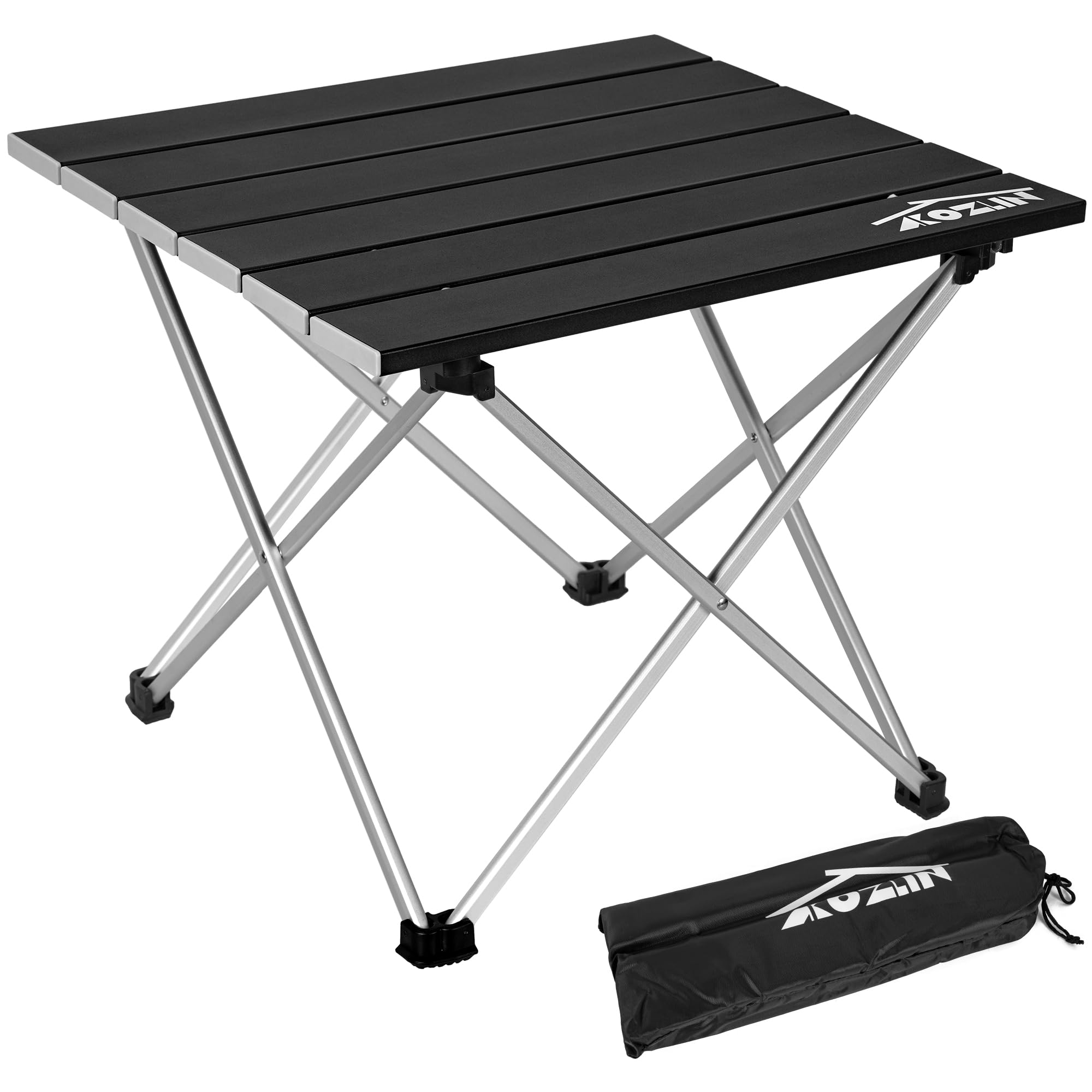 AKOZLIN Portable Camping Table with Carrying Bag Ultralight Outdoor Folding Table with Aluminum Table Top Easy to Carry Prefect for Picnics, Hiking, Fishing, Barbecue 39×34×32cm