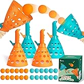 punkdog Pop and Catch Ball Game with 24 Balls and 4 Catch Launcher Baskets - Outdoor Indoor Game Activities, Christmas Beach Sport Summer Beach Toys for Kids Ages 4 5 6 7 8 10 12+