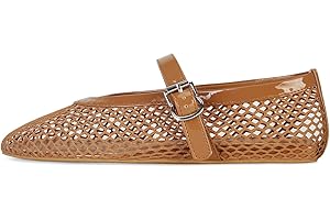 MICIFA Women's Mesh Ballet Flats Fishnet Ballerina Flats Buckle Strap Mary Jane Flats Causal Daily Dress Shoes