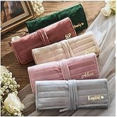 DJAFS Personalized Velvet Jewelry Rolls, Custom Luxury Jewelry Travel Organizer, Wedding Favors, Travel Jewelry Case, Bridesmaid Gifts, Monogrammed Jewelry Roll, Valentine's Gifts for Her