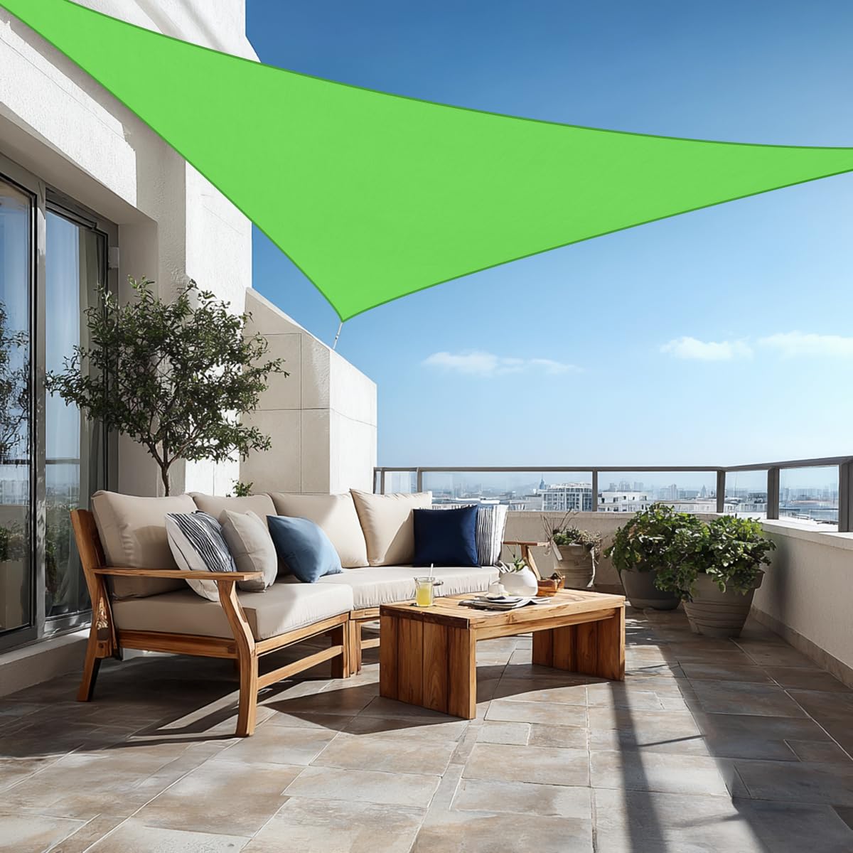 Green Bay Light Green Patio Anti-UV Shade Sail - 2x2x2m Triangle - Gazebo Sail Awning Canopy