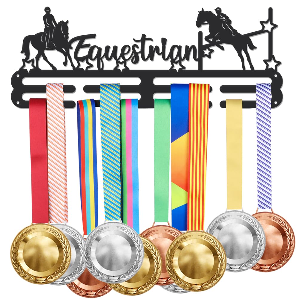 SUPERDANT Equestrianism Medal Hanger Display Men Horse Stars Sports Medal Display Rack Awards Ribbon Holder Display Wall Hanging Athlete Gift Load Capacity About 10KG