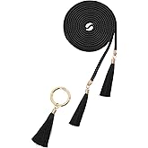 Women Girls Braided Waist Tie Belt/Rope with Tassel Wrap Cloth Belts for Dress Pants