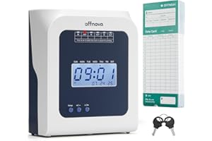 OFFNOVA Thermal Time Clock for Employees Small Business, No Ink Ribbons or Network Needed, in/Out Time Attendance Machine with 50 Time Cards, White