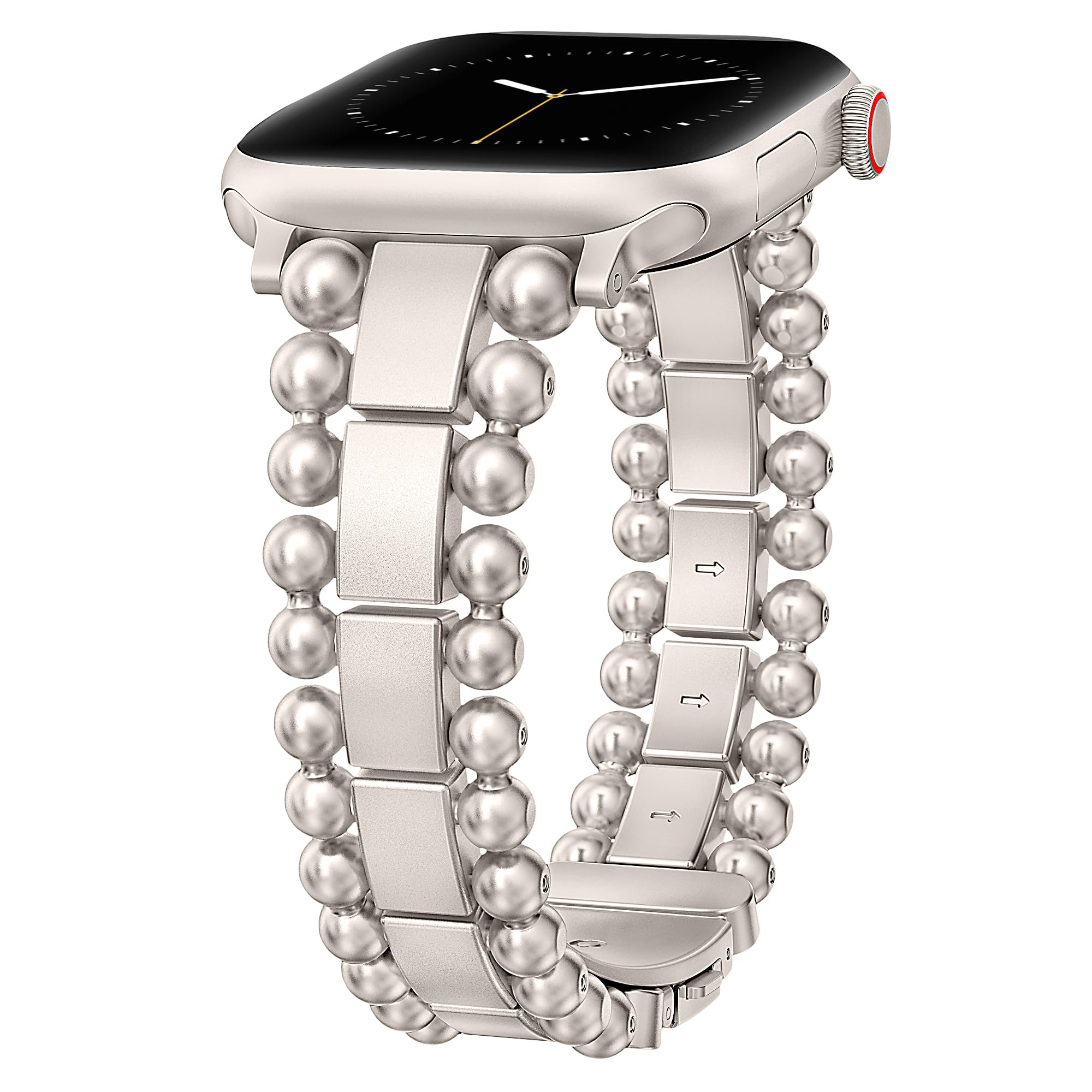 TOYOUTHS Beaded Bracelet Compatible with Apple Watch Bands 42/41/40/38mm Women, Dressy Fancy Stainless Steel Metal Elegant Jewelry Strap for iWatch Series 11 10 9 8 7 6 5 4 SE 3 2 1, Starlight