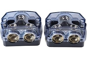 Bumbesti 2 Way 0/2/4 Gauge in 0/2/4 Gauge Out Amp Power Distribution Block for Car Audio Splitter (2pack)