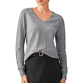 KVSS Women's 100% Pure Cashmere V Neck Sweater Long Sleeve Pullover Sweater for Women