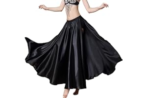MUNAFIE Belly Dance Skirt Two Side Slit Satin Skirt