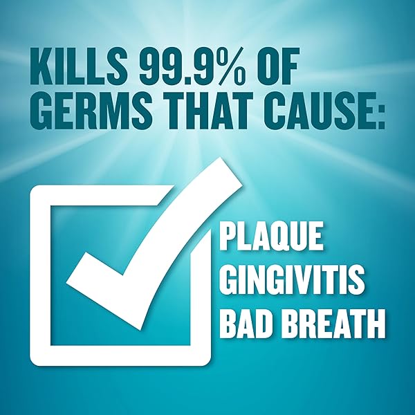 LISTERINE COOL MINT ANTISEPTIC MOUTHWASH, DAILY ORAL RINSE KILLS 99% OF GERMS THAT CAUSE BAD BREATH, PLAQUE AND GINGIVITIS FOR A FRESHER, CLEANER MOUTH, COOL MINT FLAVOR, 1.5 L