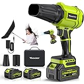 YUQUESEN Cordless Leaf Blower, 980,000 RPM Handheld Leaf Blower with 2 X 4.0Ah Batteries & Charger, Lightweight Leaf Blowers for Patio Cleaning, Lawn Care, Leaves, Dust - Light Green