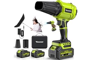 YUQUESEN Cordless Leaf Blower, 980,000 RPM Handheld Leaf Blower with 2 X 4.0Ah Batteries & Charger, Lightweight Leaf Blowers for Patio Cleaning, Lawn Care, Leaves, Dust - Light Green