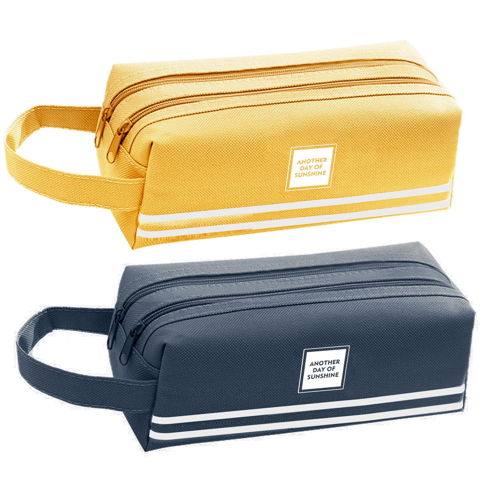 fruitery 2PCS Large Pencil Case with Double Zipper, Pencil Pouch for Stationery Supplies, Special Exam Pencil Case for Kids & Adult, Cheap & Cute Pencil Cases (Blue and Yellow)