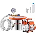 VEVOR 1.5 Gallon Vacuum Chamber and 3.5 CFM Pump Kit, Stainless Steel Chamber, Single Stage Vacuum Pump Degassing Chamber Kit, with Acrylic Lid, Oil, 4.92 ft Hose, for Degassing Resin Silicone Epoxies