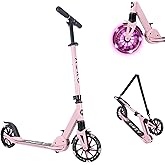 Aero Big Wheels Kick Scooter for Kids 6+, Teens & Adults | Light Up Wheels, Hand Brake, Rubber Deck Mat & Shock Absorption | Foldable & Height Adjustable