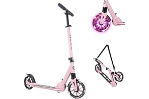 AERO MOBILITY Aero Big Wheels Kick Scooter for Kids 6+, Teens & Adults | Light Up Wheels, Hand Brake, Rubber Deck Mat & Shock Absorption | Foldable & Height Adjustable