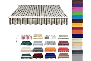 MOIUBYW Retractable Patio Awning Replacement Fabric (Without Frame) Waterproof Shade Sun Shade Awning Cover Outdoor Patio Canopy Sunsetter Deck Awnings Polyester(E,(18x12ft) 5.5x3.65m)