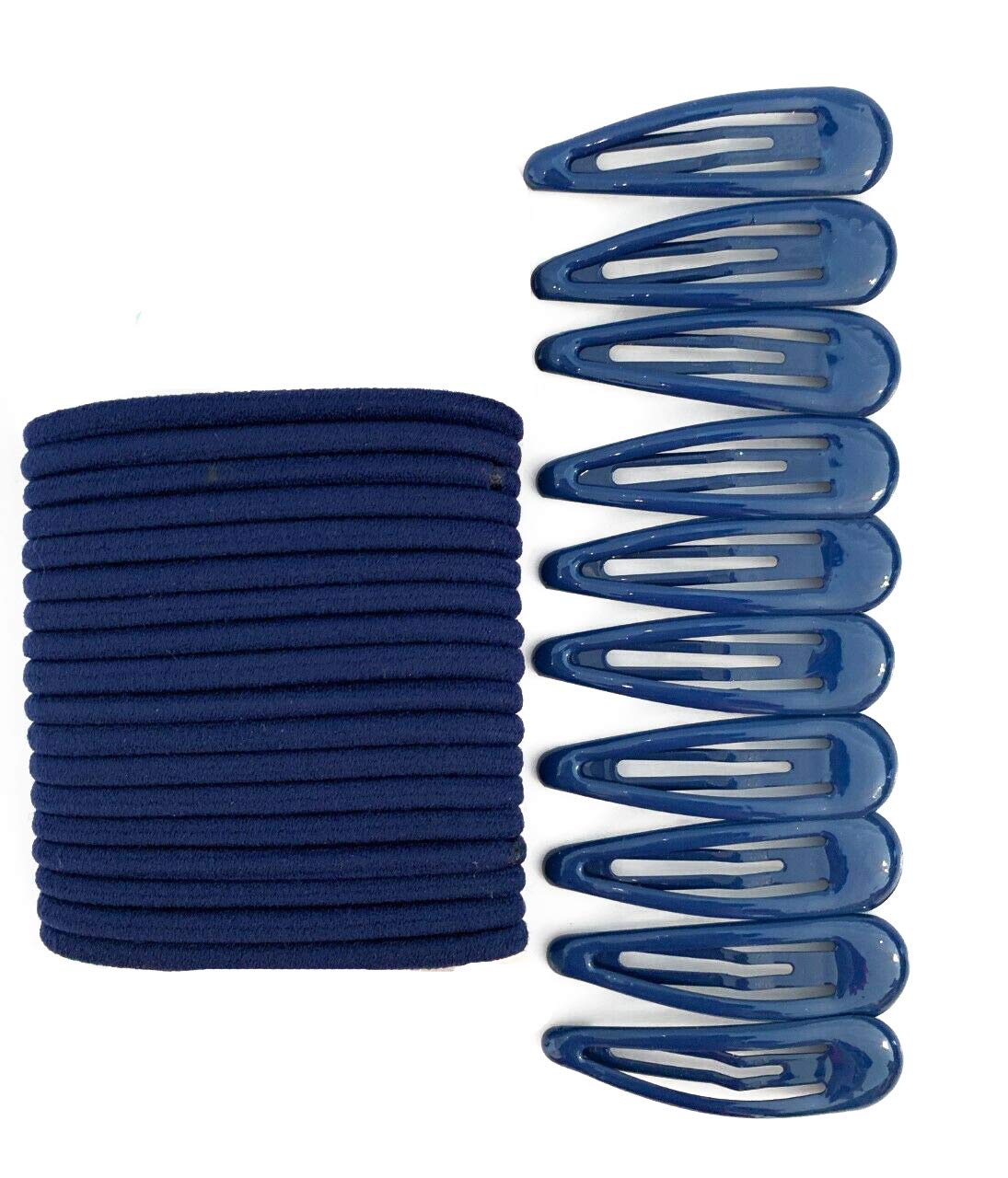 30 PCS Sleepie Elastics Hair Head Bands Snap Clips Hairbands Bobbles SCHOOL SET (Navy)