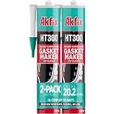 Akfix HT300 High Temp Silicone Gasket Maker (2x10.1 fl.oz.) - Red RTV Gasket Sealer, Flexible High Heat Silicone Sealant Up to 600F, Valve Cover Gasket Sealant for Automotive | 2 Pack