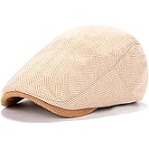 Newsboy Hats for Men Classic Herringbone Tweed Wool Blend Ivy Cap Flat Caps Gatsby-Style Cabbie Hat