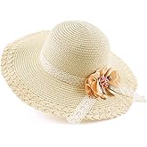 Baby Girl Straw Hat 3-6 Years Girls Summer Beach Hats with Bowknot Sun Protection Hats for Kids