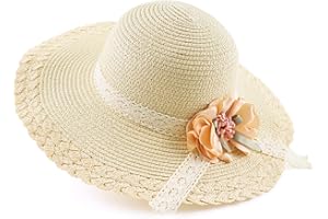 BAMERY Baby Girl Straw Hat 3-6 Years Girls Summer Beach Hats with Bowknot Sun Protection Hats for Kids