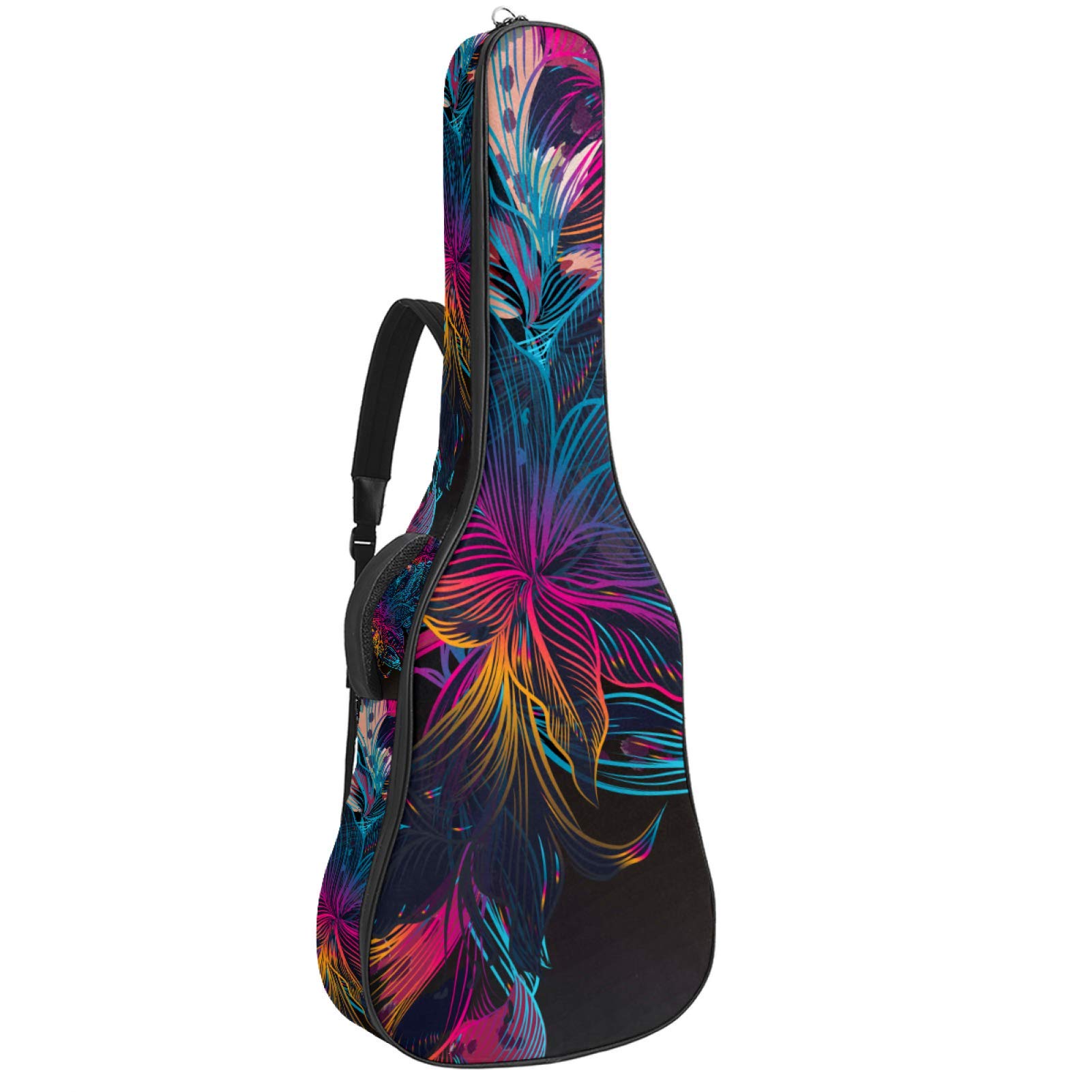 Multicolor Floral Design Guitar Bag Acoustic Guitar Case Soft Foam Padded Guitar Gig Bag Backpack fo