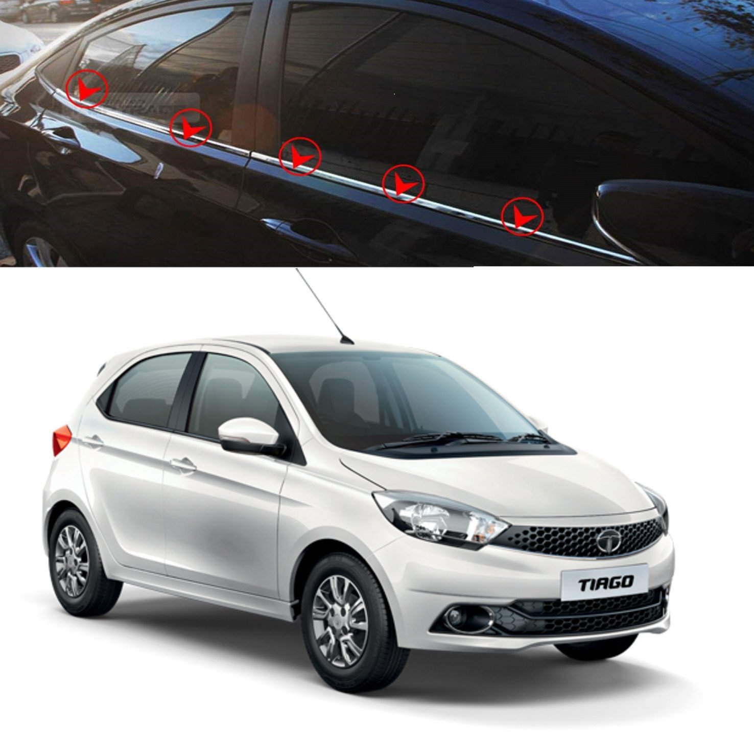 Sitwell Chrome Lower Window Garnish For Tata Tiago Amazon.in Car
