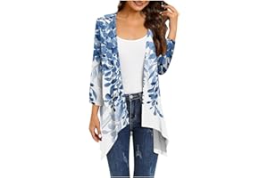 HPJKLYTR Kimono Cardigan 3/4 Sleeve Cardigan for Women,Plus Size Gradient Open Front Lightweight Summer Cardigan With Pocket