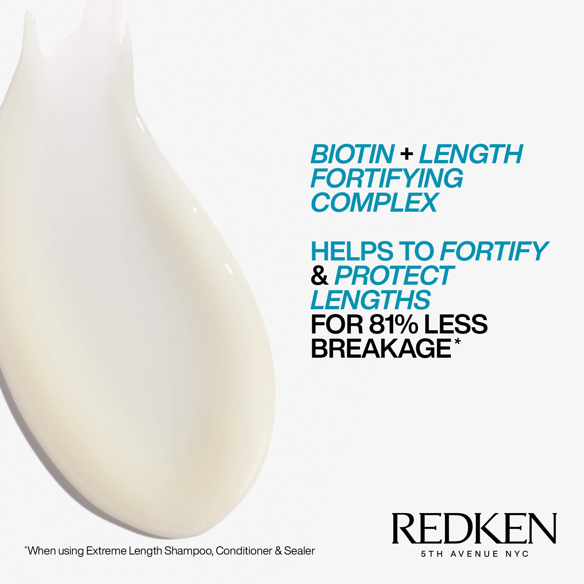 Redken Extreme Length Biotin Leave-In Conditioner For Longer Hair – Promotes Healthy Hair Growth, Strengthens Damaged Hair, Seals Split Ends, Infused With Biotin ​